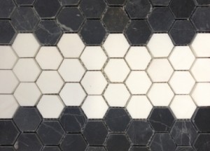 Designtegels Portugese cementtegel Mosaic Hexagone Border Negra