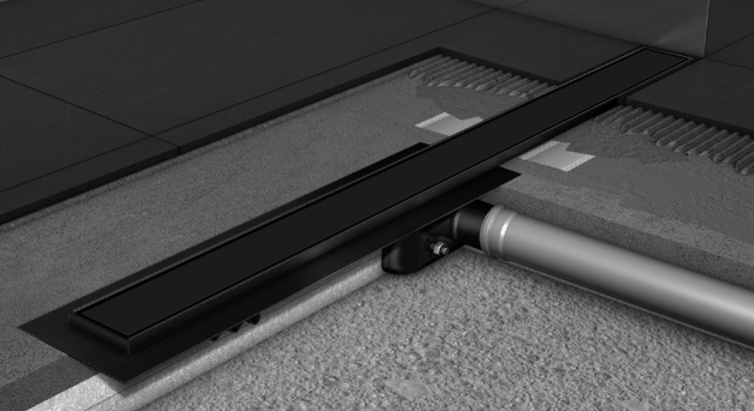 Zwarte douchegoot voor ultiem design ACO Shower UWbadkamer.nl