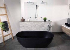 Vrijstaand zwart bad van solid surface - LUVA1750A