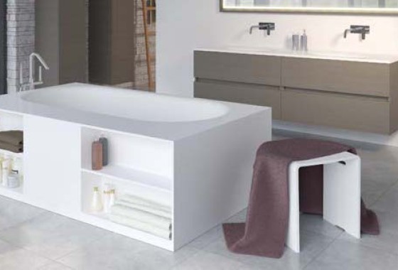 Mooi, luxueus & praktisch: Solid Surface baden met opbergruimte - RIHO