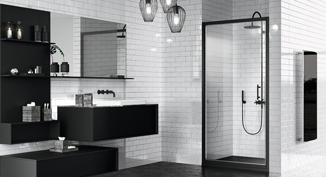 Zwart in de badkamer: douchewanden met industriële look