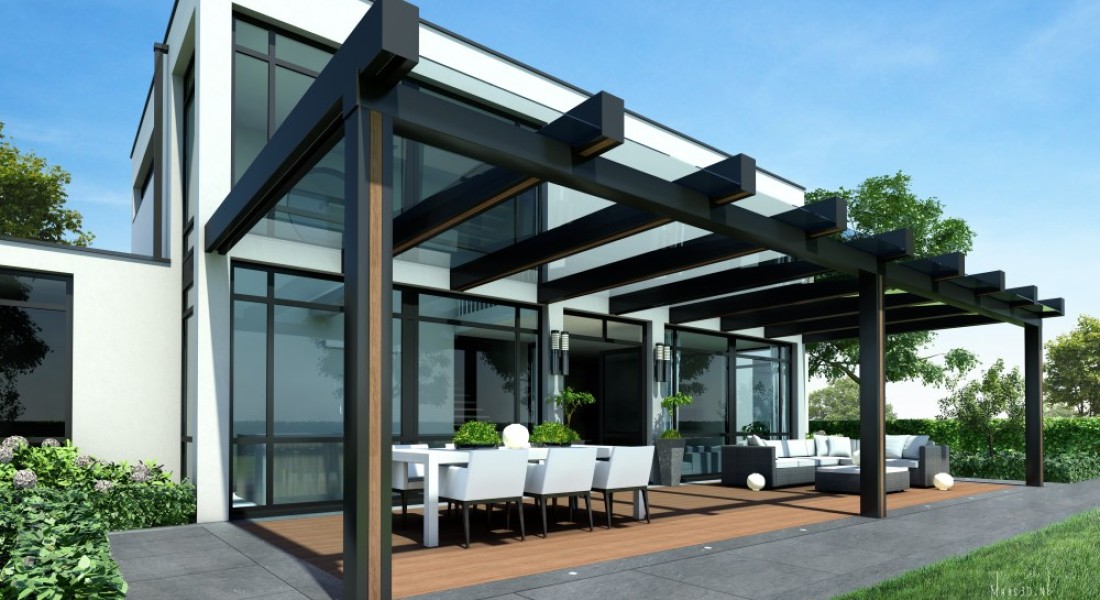 Stalen terrasoverkapping: staaltje van minimalisme