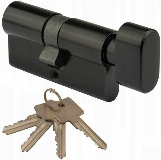 Knopcilinder zwart 30/30 - incl. 4 sleutels