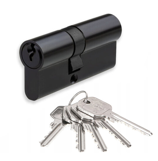 Veiligheidscilinder zwart 30x30 met 4 sleutels