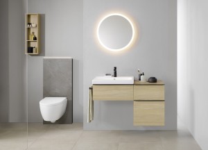 Stijlvolle badkamer met designmodule voor wastafel & toilet - Geberit