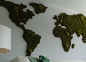 Groene wereldkaart op de muur! - Moswens