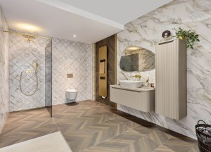 Zo haal je een marmer-chique look in je badkamer - 