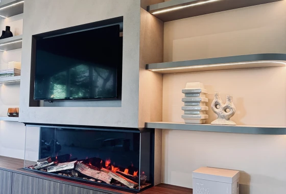 Project foto: Cinewall met open haard in Apeldoorn