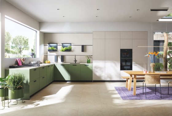 Duurzame next125 keuken in Natural Grey linoleum