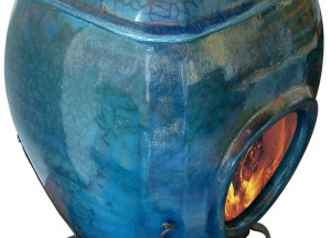 African Flame pothaard Blue Raku - Art of Fire